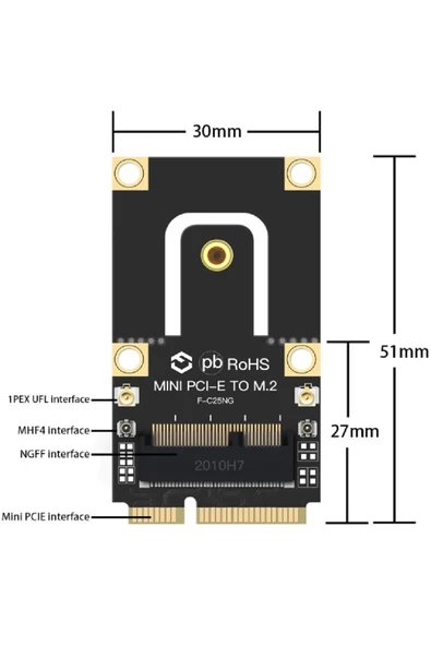 Alfais 5088 Mini Pci-e Express To M.2 Ngff Wifi Wireless Bluetooth Çevirici Dönüştürücü Kart - Resim 3