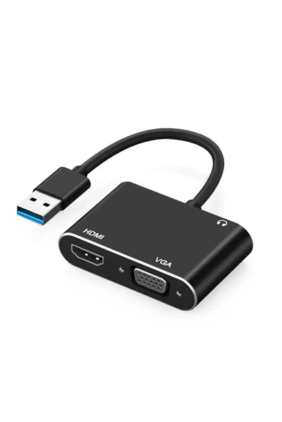 Zilevo Usb 3.0 To Hdmi Vga 3.5mm 1080P Monitör Genişletici Çevirici Dönüştürücü Adaptör