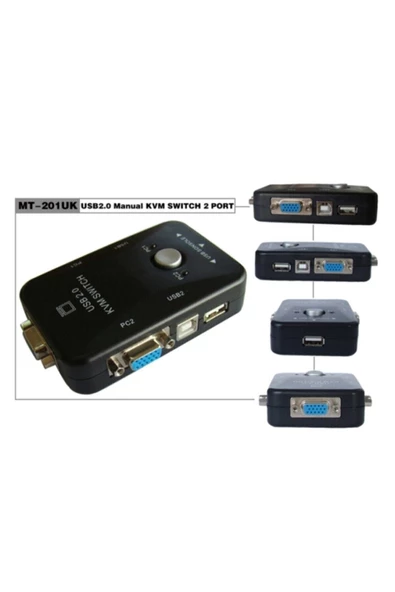 Kuvars Usb Vga Kvm Switch 2 Port 2 Pc Kasa Bağlanabilir Tek Kontrol