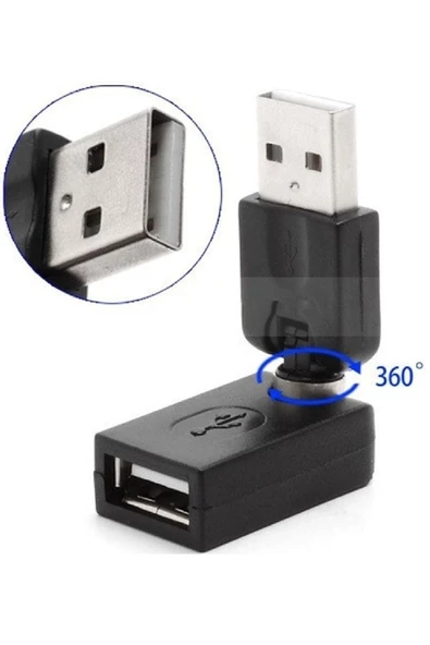 Alfais 5264 Usb To Dişi Erkek 360 Derece Dönebilen Çevirici Dönüştürücü Adaptör