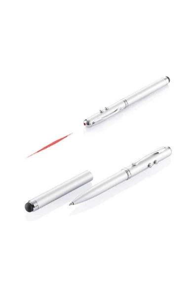 Zilevo Lazer Sunum Kalemi Teleskopik Sunum Çıtası Tükenmez Kalem Stylus Tablet Kalemi Led Işık 5 in 1 - 7