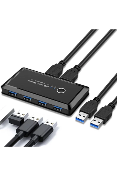 Alfais 4686 Usb 3.0 4 Port Hub 2 Uyumlu Kasa Pc Bilgisayar Kvm Switch Splitter Çoklayıcı