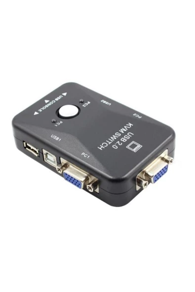 Kuvars Usb Vga Kvm Switch 2 Port 2 Pc Kasa Bağlanabilir Tek Kontrol - 2