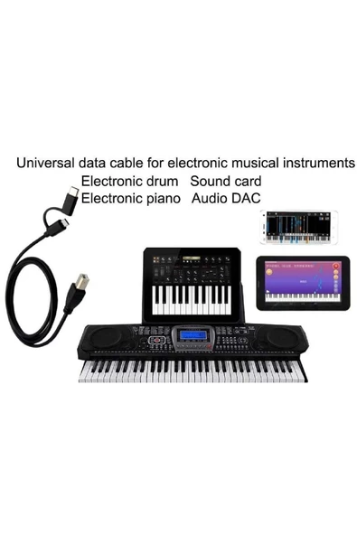 Zilevo Type C + Micro Usb Yazıcı Printer Piyano Midi Bağlantı Kablosu - 2