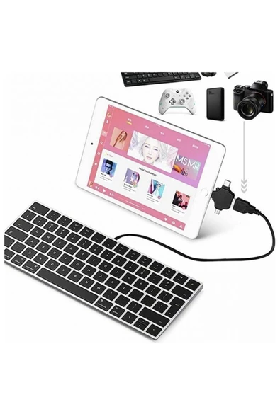 Zilevo Lightning iPhone Type-C Micro Usb 3in1 USB 3.0 Dişi Mouse Flash OTG Çevirici Adaptör - Resim 4
