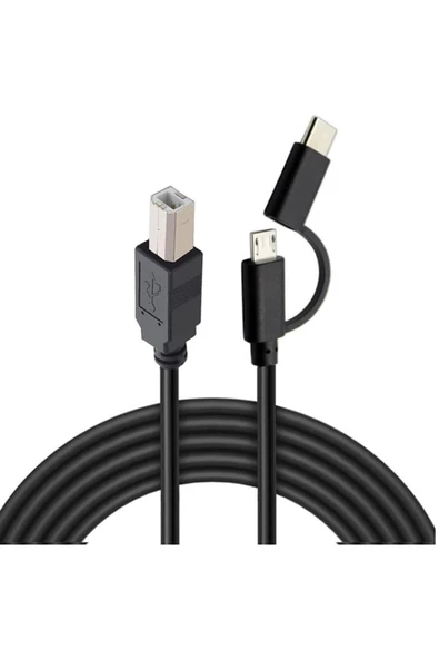 Zilevo Type C + Micro Usb Yazıcı Printer Piyano Midi Bağlantı Kablosu