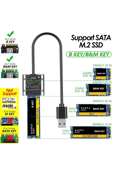 Alfais 5230 M.2 Sata To Usb 3.0 Gen1 Ngff Ssd 5gbps Harddisk Kutu Çevirici Adaptör - 2