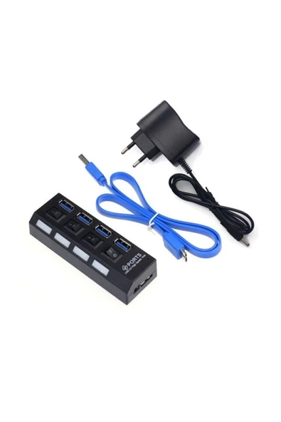 Kuvars Usb 3.0 Çoklayıcı Çoğaltıcı Hub 4 Port Adaptörlü On/off Anahtarlı - Resim 2