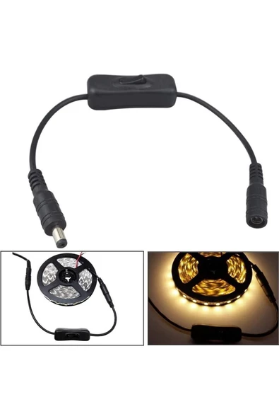Zilevo Anahtarlı Dc Adaptör Güç Power Dişi Erkek Bağlantı Kablosu 5.5x2.1mm - 6