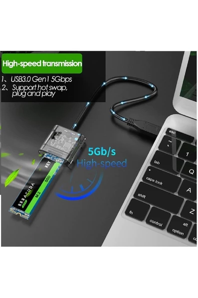 Alfais 5230 M.2 Sata To Usb 3.0 Gen1 Ngff Ssd 5gbps Harddisk Kutu Çevirici Adaptör - 3