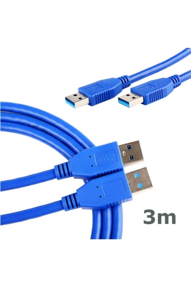 Zilevo Usb 3.0 Erkek Erkek Kablo Mavi - Iki Ucu Erkek Usb Kablo - 3 Mt - 2