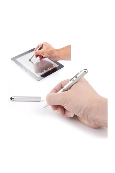 Zilevo Lazer Sunum Kalemi Teleskopik Sunum Çıtası Tükenmez Kalem Stylus Tablet Kalemi Led Işık 5 in 1 - 6