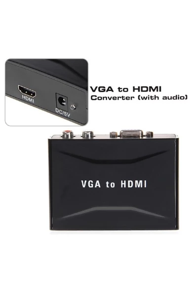 Zilevo Vga To Hdmi Ses Çıkış Destekli Çevirici Dönüştürücü Adaptör - Resim 5