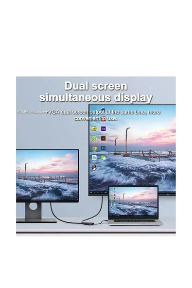 Zilevo Usb 3.0 To Hdmi Vga 3.5mm 1080P Monitör Genişletici Çevirici Dönüştürücü Adaptör - Resim 6