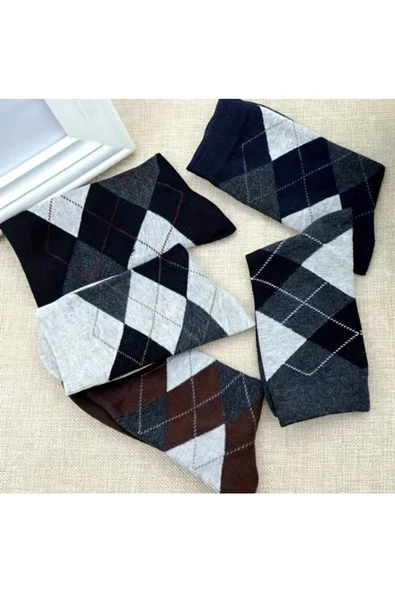Asçelik  Ekose Desen Unisex Çorap 5 li - Resim 2