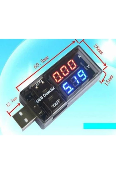 Afzelia Usb Voltmetre, Usb Ampermetre, Usb Akım Ölçer - Çift Usb Çıkışlı - 5