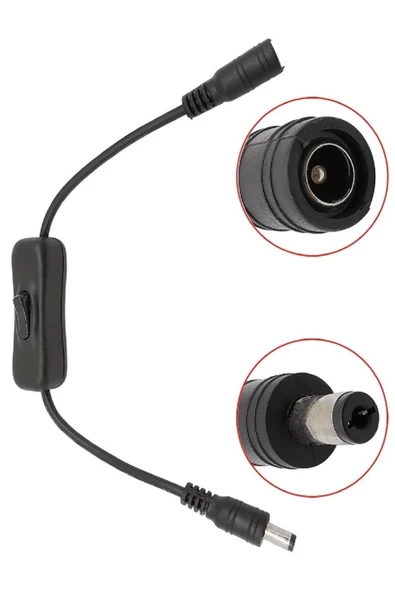 Zilevo Anahtarlı Dc Adaptör Güç Power Dişi Erkek Bağlantı Kablosu 5.5x2.1mm - 5