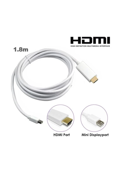Zilevo Apple Macbook Mini Displayport (THUNDERBOLT) To Hdmı Kablo 1080p - 1.8m - Resim 3