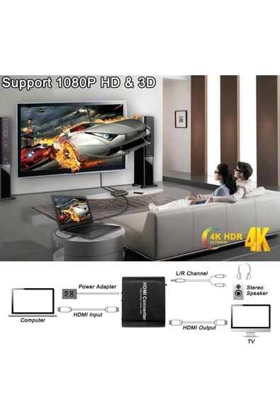 Zilevo Hdmi To Hdmi Optik Stereo 2.0 4k Ayırıcı Çevirici Dönüştürücü Adaptör - Resim 4