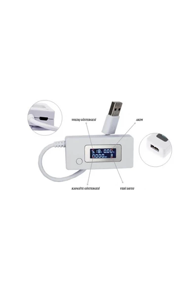 Zilevo Usb Voltmetre Ampermetre Test Cihazı - Dijital Led Göstergeli Usb Volt Amper Ölçer - 4