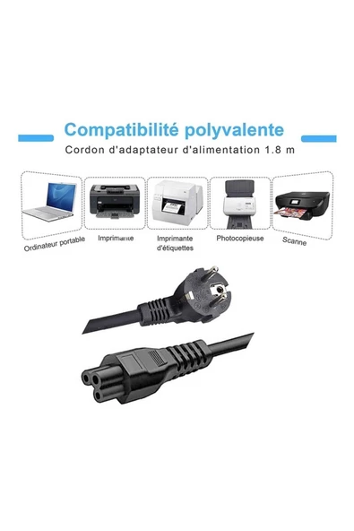 Zilevo Laptop Adaptör Yonca Power Elektrik Kablosu 3*1.5mm Bakır Kablo 1.8m - Resim 3