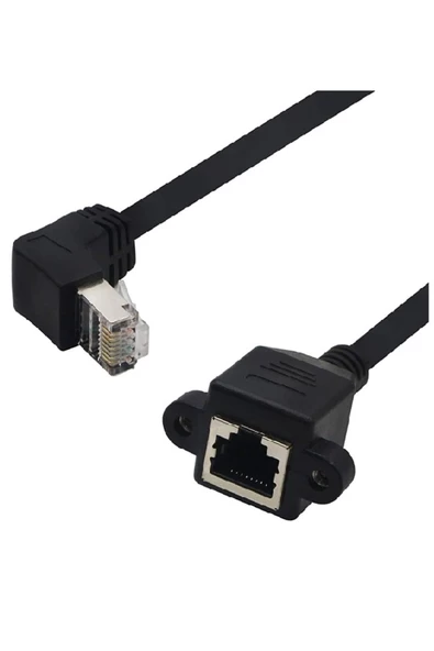 Zilevo Rj45 Dişi Erkek Uzatma 0.5M Dirsek 90 Derece Panel Tipi Cat6 Montaj Kablosu - 3