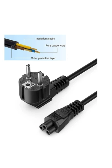 Zilevo Laptop Adaptör Yonca Power Elektrik Kablosu 3*1.5mm Bakır Kablo 1.8m - Resim 4