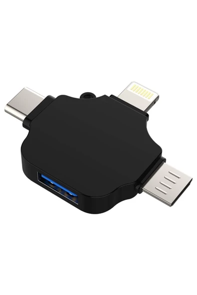 Zilevo Lightning iPhone Type-C Micro Usb 3in1 USB 3.0 Dişi Mouse Flash OTG Çevirici Adaptör