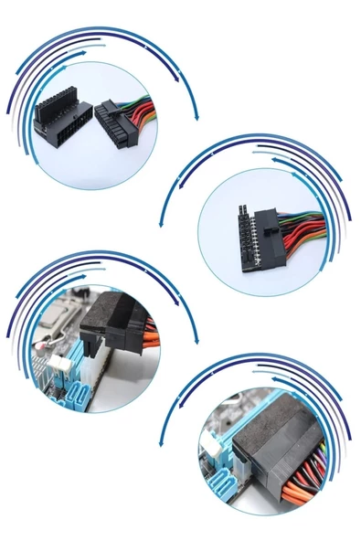 Alfais 4982 ATX 24 Pin to Erkek Dişi Anakartlar için 90 Derece Açı Dönüştürücü Adaptör - Resim 6