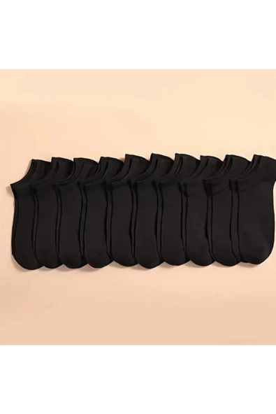 garanti çorap  Düz Siyah Unisex Patik 5 li - 4