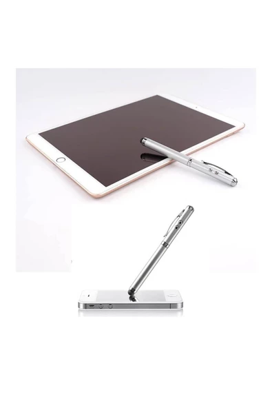 Zilevo Lazer Sunum Kalemi Teleskopik Sunum Çıtası Tükenmez Kalem Stylus Tablet Kalemi Led Işık 5 in 1 - 5