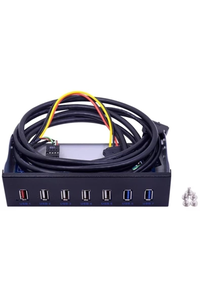 Alfais 4731 Floppy Ön Panel 7 Port Usb Çoklayıcı Hub 5.25 Inç Usb 3.0 2.0 Hızlı Şarj Disket Yuvası ürün görseli 1