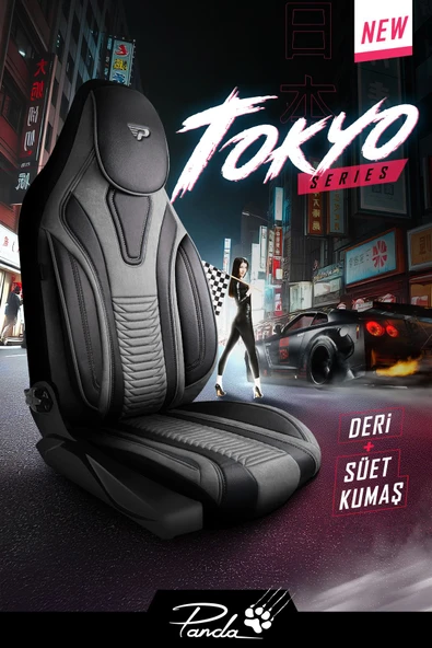 Panda Kılıf PANDA TOKYO SERİSİ SÜET VE DERİ KUMAŞ LÜKS OTO KOLTUK KILIFI - TAM SET - 12