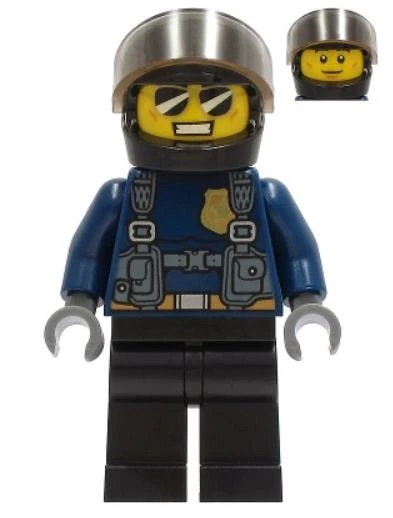 Lego Minifigür - Police Officer - Duke DeTain, Black Helmet, Trans-Brown Visor cty1257