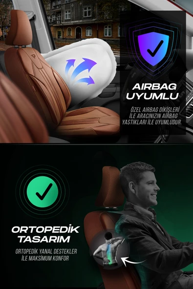 Panda Kılıf PANDA CARLONE SERİSİ FUL DERİ OTO KOLTUK KILIFI - TAM SETUyumlu - Resim 4