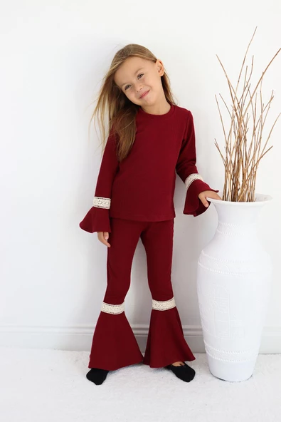 Kız Çocuk Arya Bordo Alt Üst Eşofman Takım