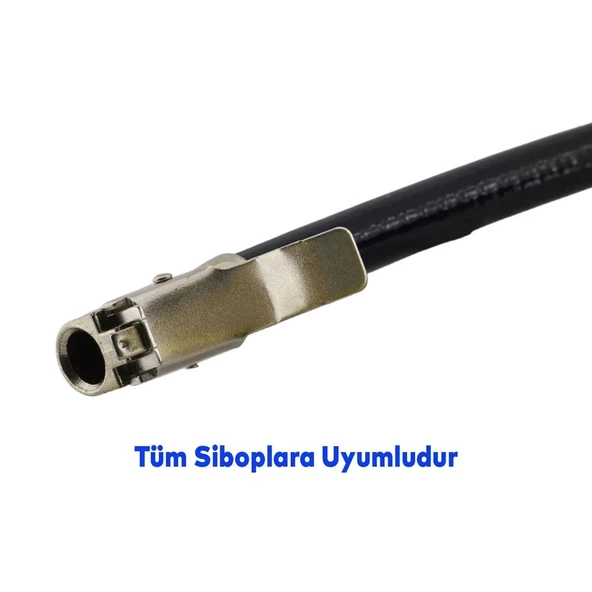 Basınç Göstergeli Lastik Şişirme Tabancası Saatli Jak Hortum ve Sibop Uyumlu Şambrel Tekerlek Hava - 7