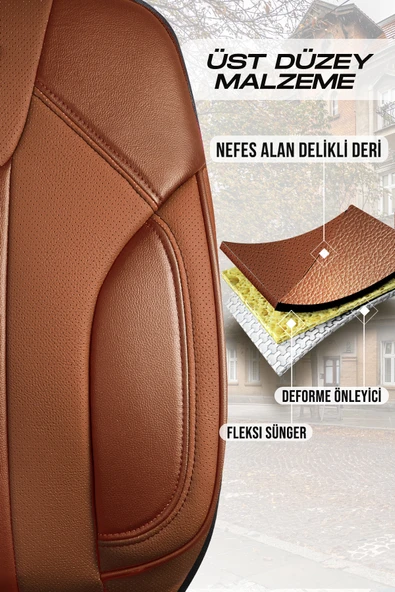 Panda Kılıf PANDA CARLONE SERİSİ FUL DERİ OTO KOLTUK KILIFI - TAM SETUyumlu - Resim 7