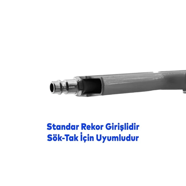 Basınç Göstergeli Lastik Şişirme Tabancası Saatli Jak Hortum ve Sibop Uyumlu Şambrel Tekerlek Hava - 6