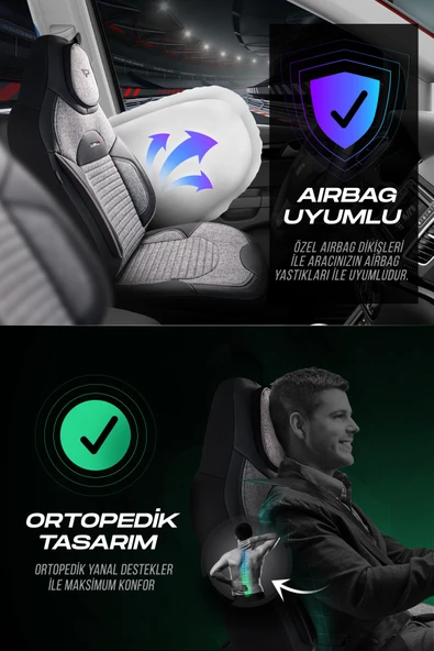 Panda Kılıf Panda Enzo Serisi Keten Kumaş Oto Koltuk Kılıfı - Tam Set - Resim 8