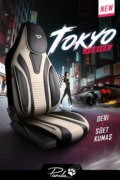Panda Kılıf PANDA TOKYO SERİSİ SÜET VE DERİ KUMAŞ LÜKS OTO KOLTUK KILIFI - TAM SET - 10