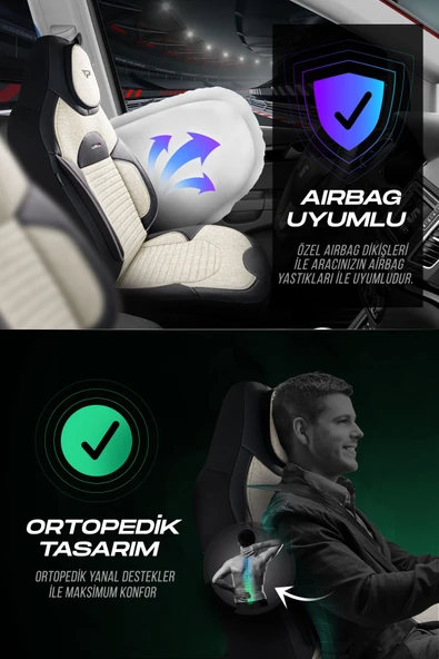 Panda Kılıf Panda Enzo Serisi Keten Kumaş Oto Koltuk Kılıfı - Tam Set - Resim 12