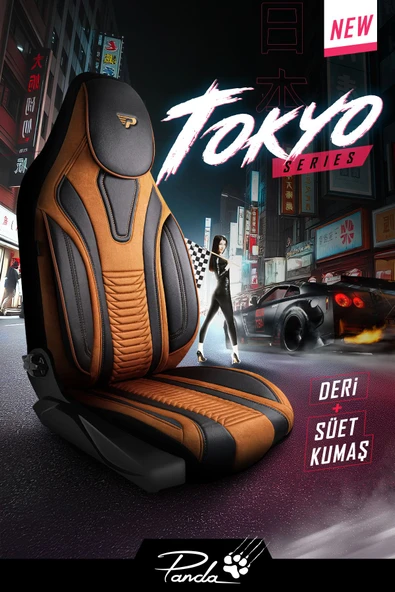 Panda Kılıf PANDA TOKYO SERİSİ SÜET VE DERİ KUMAŞ LÜKS OTO KOLTUK KILIFI - TAM SET - 8