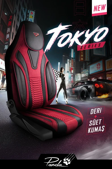 Panda Tokyo Serisi Süet Ve Deri Kumaş Lüks Oto Koltuk Kılıfı - Tam Set - 2