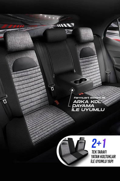Panda Kılıf Panda Enzo Serisi Keten Kumaş Oto Koltuk Kılıfı - Tam Set - Resim 7