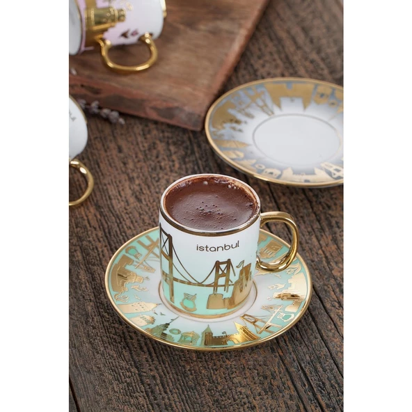 ACAR ISTANBUL 6 KİŞİLİK PORSELEN KAHVE FİNCANI TAKIMI