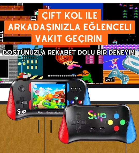 Retro Atari Oyun Konsolu - 500 Dahili Oyun, Çift Kollu, TV Bağlantılı - 6