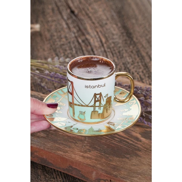 ACAR İSTANBUL 6 KİŞİLİK PORSELEN KAHVE FİNCANI TAKIMI HOME TOWN - 3