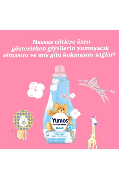 Yumoş Doğal Özler Konsantre Çamaşır Yumuşatıcısı Bebek 1200 ml x3 - 5