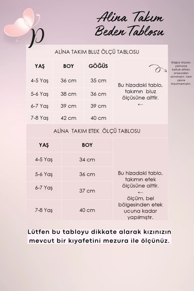 Kız Çocuk Alina Madonna Pudra Pembe Etek Bluz Takım - Resim 4